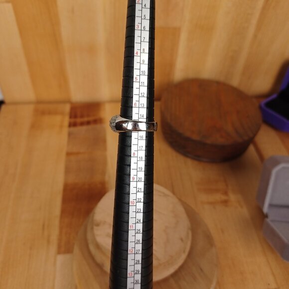 Vintage Sterling Silver Faux Diamond Statement Ring, Sz 6.75 - Picture 10 of 11